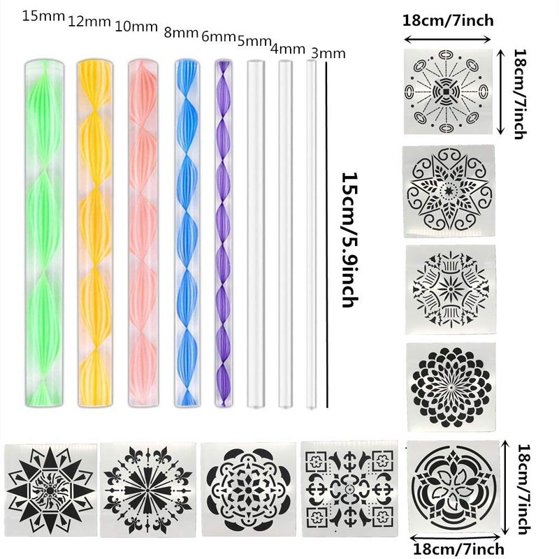 Fycooler Mandala Dotting Tools Painting Kit - 41pcs Rock Dot Paint Stencils Tool Set Art Craft Supplies Kits Tray Brush Pen for Nail Stone Mandala Arts Drawing Home Decor Activity | Mothers Day Gift - Image 2